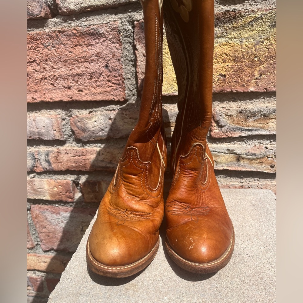 Vintage 1970s Acme Hibiscus Floral Cowboy Boots Size 8 Western Cowgirl Boots - Picture 3 of 14